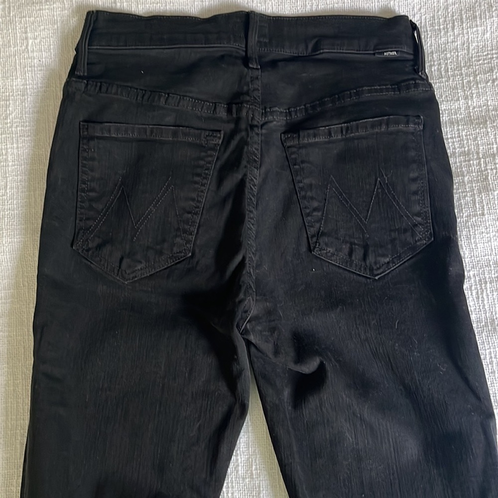 MOTHER black stunner zip ankle step fray